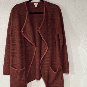 LOGO Women's Brown Open Front Sweater Cardigan Jacket Medium